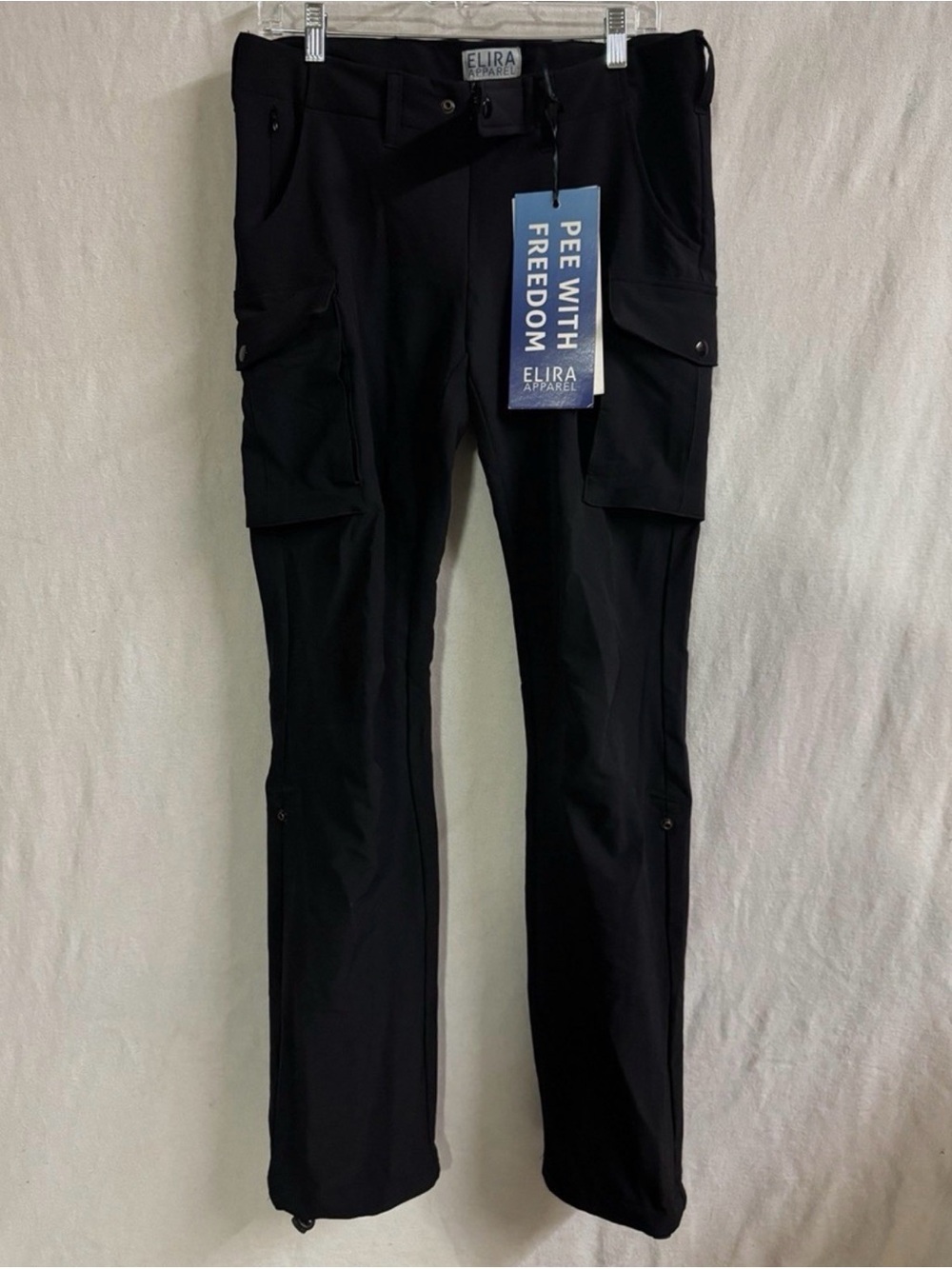 NWT Elira Apparel Adams Womens Medium M 32 Black Outdoor Hiking Cargo Pants Zip